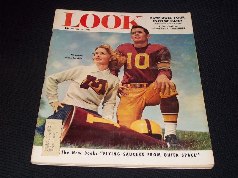 1953 OCTOBER 20 LOOK MAGAZINE - MINNESOTA FOOTBALL'S GIEL FRONT COVER - E 20482