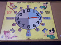 1955 MILTON BRADLEY CO. KURTZ BROS TICK-TOCK PRIMARY SCHOOL CLOCK W/ BOX