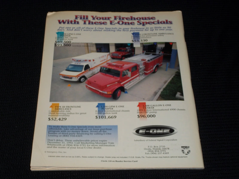 1992 DECEMBER FIREHOUSE MAGAZINE - AMERICA'S BRAVEST FRONT COVER - E 1699