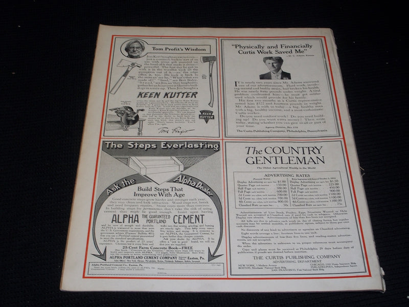 1914 AUGUST 1 THE COUNTRY GENTLEMAN MAGAZINE ILLUSTRATED COVER ART - E 2907