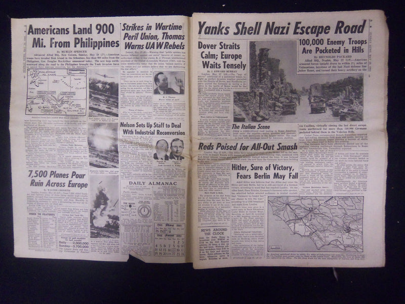 1944 MAY 28 NEW YORK SUNDAY NEWS - SHELL NAZIS' ESCAPE ROAD - NP 2191