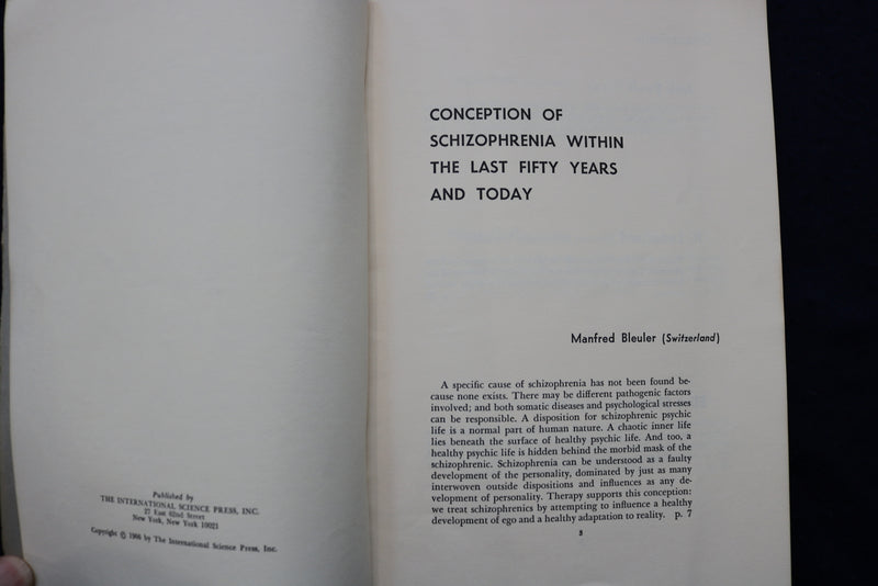 1966 CONCEPTION OF SCHIZOPHRENIA WITHIN THE LAST FIFTY YEARS AND TODAY - K 912