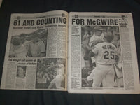 1998 SEPTEMBER 8 NEW YORK POST NEWSPAPER - MARK MCGWIRE HITS HR 61 - NP 4127