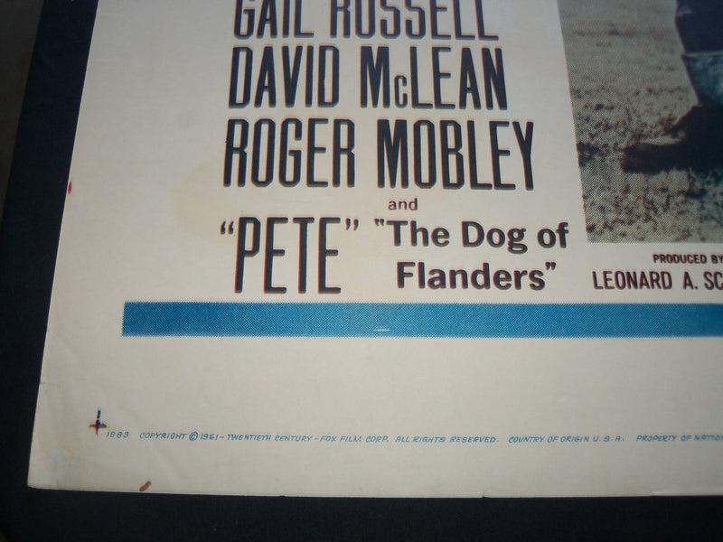 1961 THE SILENT CALL MOVIE POSTER - GAIL RUSSELL - DAVID MCLEAN- MOBLEY - P 522