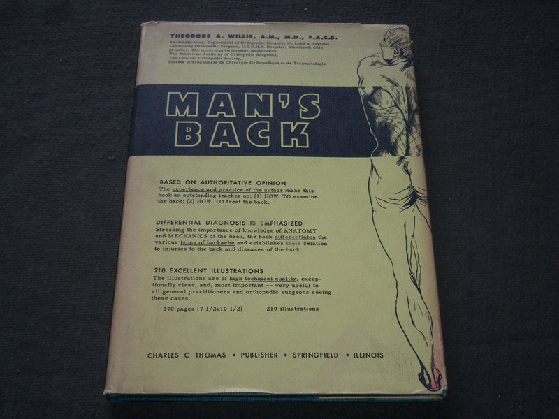 1953 MAN'S BACK HARDCOVER BOOK BY THEODORE A. WILLIS M. D. - KD 6215