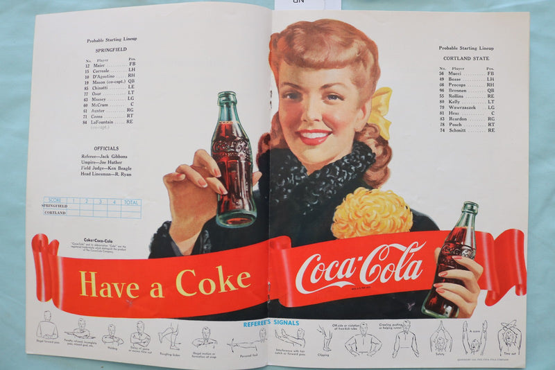 1949 SEPTEMBER 24 SPRINGFIELD VS. CORTLAND STATE FOOTBALL PROGRAM - K 3392