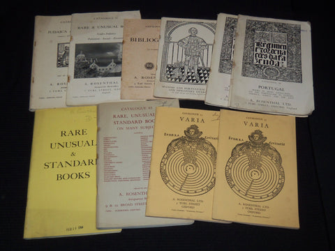1950'S-1960'S A. ROSENTHAL BOOK CATALOGUES LOT OF 10 - SOFTCOVER - O 3078C