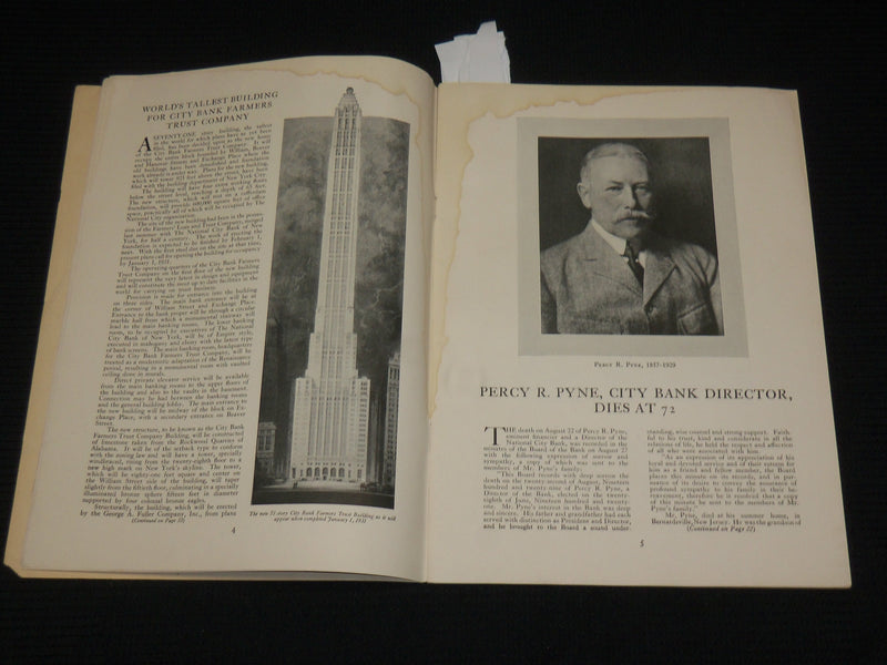 1929 OCTOBER NUMBER EIGHT - CITY BANK CLUB MAGAZINE - NICE PHOTOS - J 7011