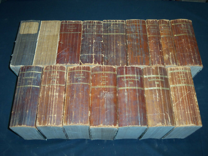 1876-1890 UGESKRIFT FOR RETSVAESEN DANISH BOUND VOLUMES LOT OF 16 - R 26