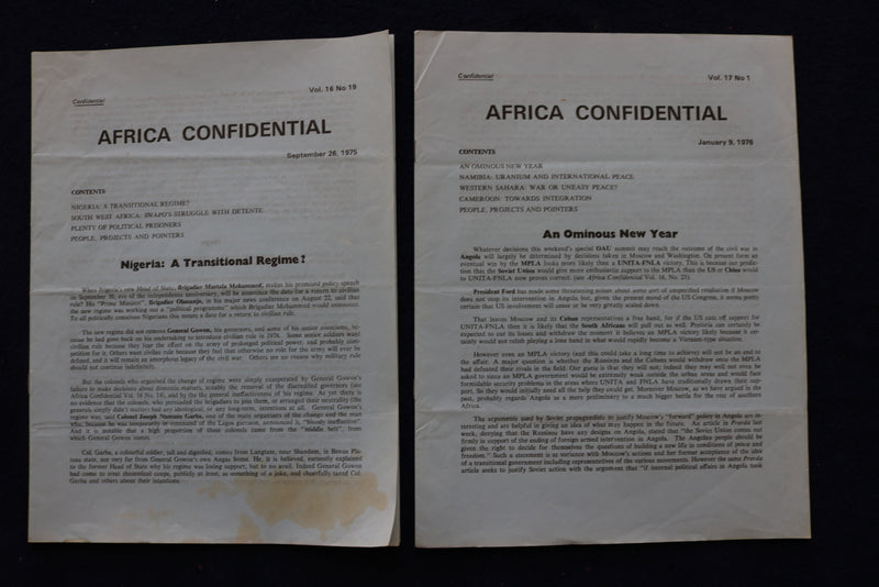 1974-1976 AFRICA CONFINDENTIAL NEWSLETTER PUBLICATION - LOT OF 12 - K 1543