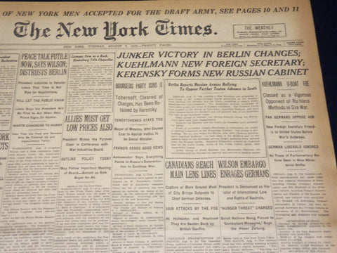 1917 AUGUST 7 NEW YORK TIMES - JUNKER VICTORY IN BERLIN CHANGES - NT 8504