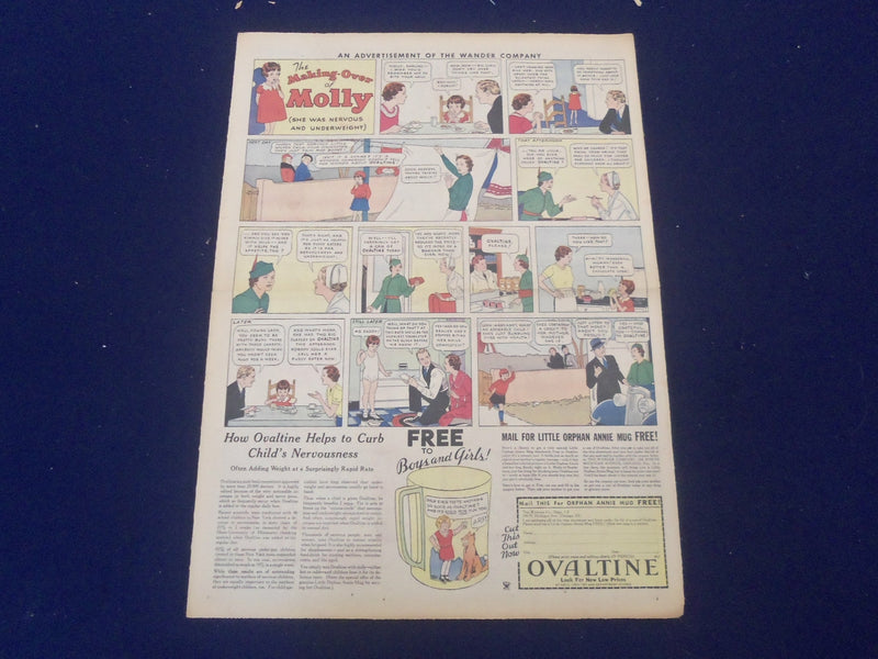 1933-1940 OVALTINE FULL PAGE COLOR COMICS ADS - LOT OF 7 - NP 5255