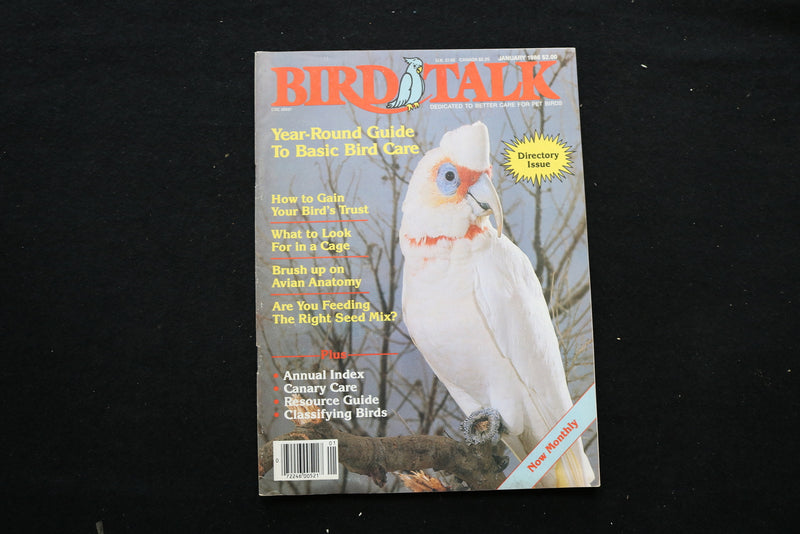 1986 JANUARY BIRD TALK MAGAZINE - SLENDER BILLED COCKATOO COVER - E 10186