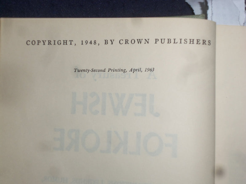1963 A TREASURY OF JEWISH FOLKLORE HARDCOVER BOOK BY NATHAN AUSUBEL - KD 9136