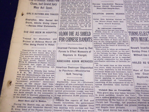 1931 JUNE 11 NEW YORK TIMES - 10,000 DIE AS SHIELD FOR CHINESE BANDITS - NT 2160