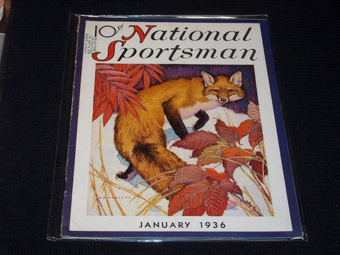 1936 JANUARY NATIONAL SPORTSMAN MAGAZINE NICE ILLUSTRATED FRONT COVER - E 69