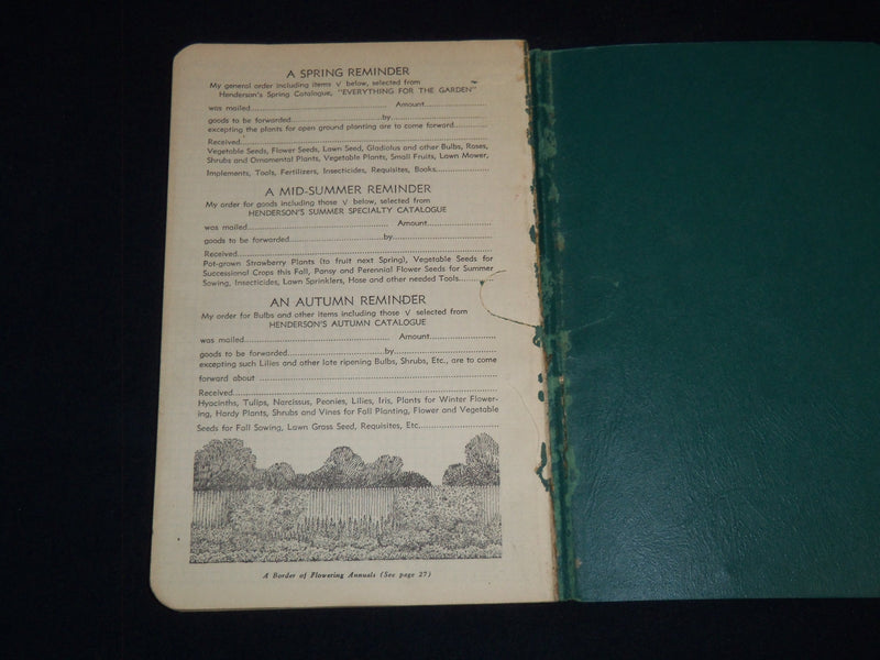 1944 HENDERSON'S GARDEN GUIDE AND RECORD - NEW YORK - J 8963