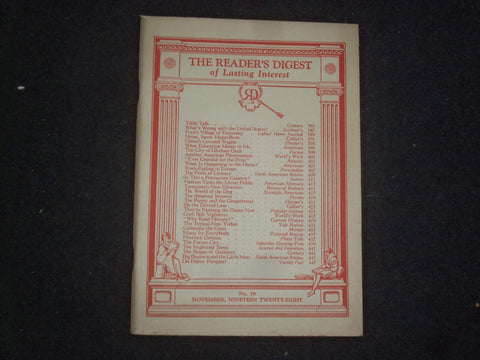 1928 NOVEMBER THE READER'S DIGEST SOFTCOVER BOOK - NUMBER 79 - J 9921