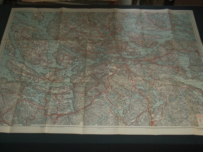 1939 KARTA OVER STOCKHOLMS-TRACKTEN FOLD-OUT MAP - SWEDEN - J 3966