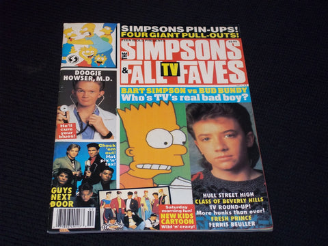 1990 THE SIMPSONS & FALL TV FAVES MAGAZINE - BART SIMPSON BUD BUNDY - E 15325