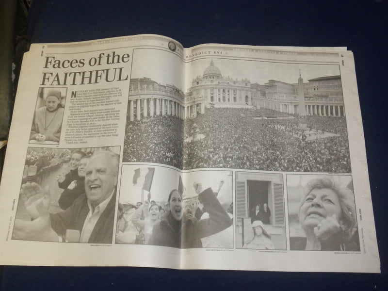 2005 APRIL 20 NEW YORK DAILY NEWS NEWSPAPER-CHURCH ELECTS POPE BENEDICT- NP 4197