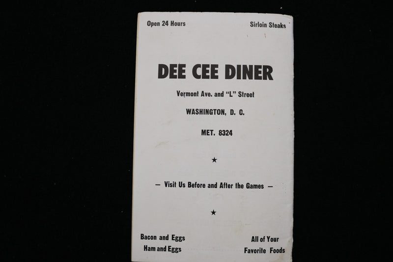 1950 DEE CEE DINER FOOTBALL SCHEDULES-RECORDS - K 2840