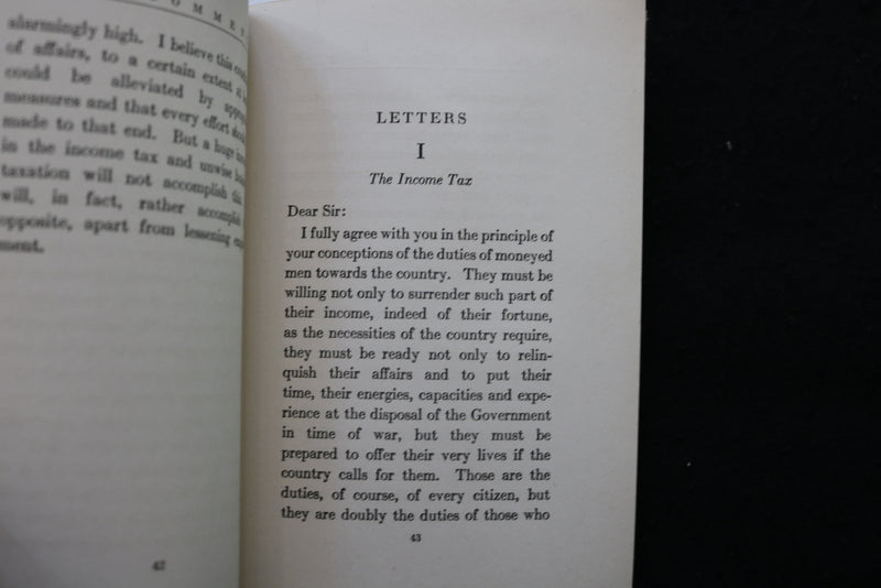 1917 WAR TAXATION - COMMENTS AND LETTERS BY OTTO H. KAHN - SOFTCOVER - K 2211