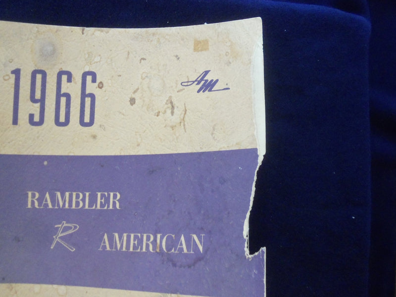 1966 RAMBLER AMERICAN TECHNICAL SERIVCE MANUL - SOFTCOVER MANUAL - KD 8880