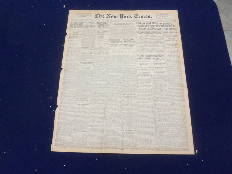 1916 JANUARY 29 NEW YORK TIMES - BRANDEIS NAMED FOR HIGHEST COURT - NT 9063