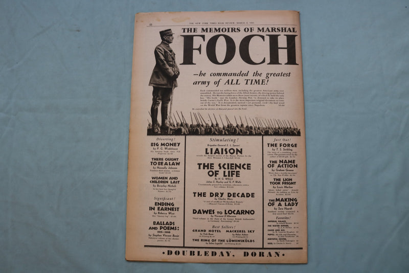 1931 MARCH 8 NEW YORK TIMES BOOK REVIEW SECTION - MARSHAL FOCH - NP 9157