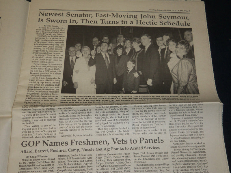 1991 JANUARY 14 ROLL CALL NEWSPAPER - THE MOST HISTORIC VOTE - NP 4946