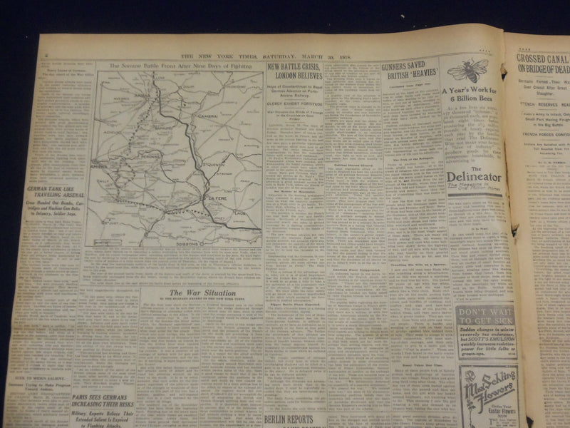 1918 MARCH 30 NEW YORK TIMES - FOCH NOW COMMANDS ALLIED ARMIES - NT 8155