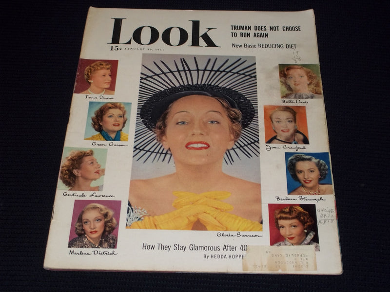 1951 JANUARY 30 LOOK MAGAZINE - GLORIA SWANSON FRONT COVER - E 20282