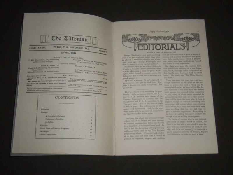1915 NOVEMBER THE TILTONIAN MAGAZINE VOLUME 22 NO. 2 - NEW HAMPSHIRE - J 2340