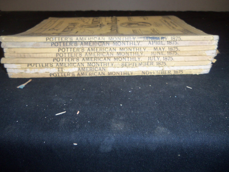 1875 POTTER'S AMERICAN MONTHLY ILLUSTRATED MAGAZINE - LOT OF 8 ISSUES - WR 1147