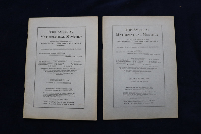 1929 THE AMERICAN MATHEMATICAL MONTHLY MAGAZINE - LOT OF 8 - O 3482