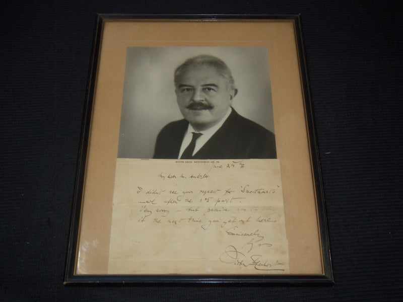 VICTOR HERBERT SIGNED LETTER WITH PHOTO FRAMED - 12 1/2