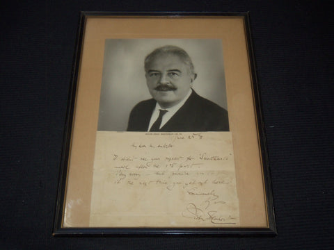 VICTOR HERBERT SIGNED LETTER WITH PHOTO FRAMED - 12 1/2