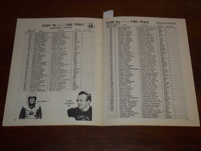 1964 MOTOR CYCLE RACES HOLIDAY CLASSIC PROGRAM - READING FAIRGROUNDS - K 1110