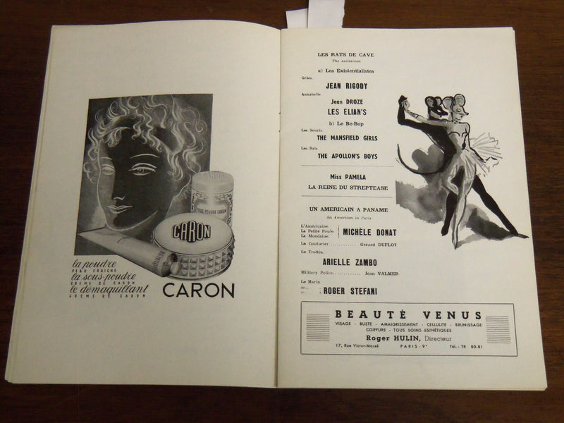 1954 CASINO DE PARIS FRENCH THEATRE PROGRAM W/ TICKET STUB - K 1089