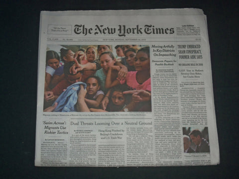 2019 SEPTEMBER 30 NEW YORK TIMES-TRUMP EMBRACED SHAM CONSPIRACY, FORMER AID SAYS
