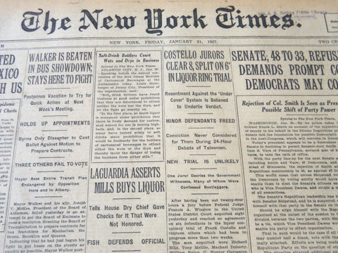 1927 JAN 21 NEW YORK TIMES - COSTELLO JURORS CLEAR 8 IN LIQUOR TRIAL - NT 6368