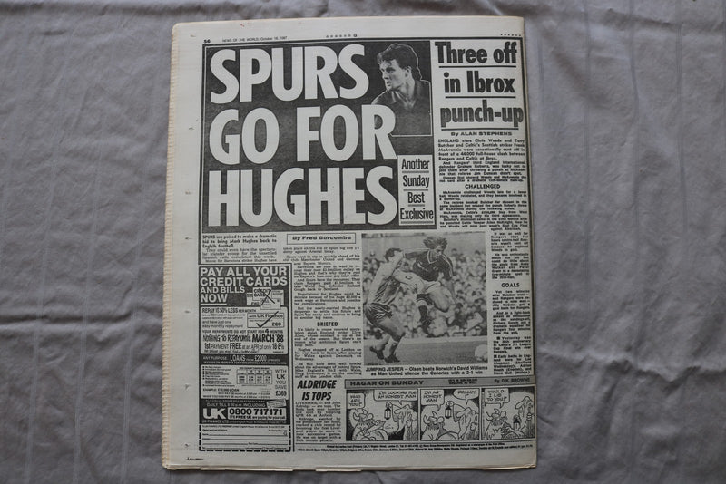 1987 OCTOBER 18 NEWS OF THE WORLD NEWSPAPER-DAVID BOWIE-YOU'VE GOT AIDS- NP 9302