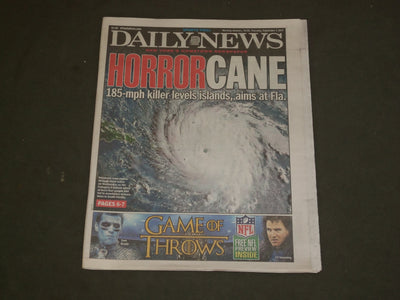 2017 SEPTEMBER 7 NEW YORK DAILY NEWS - HURRICAN IRMA - CRAIG CARTON BUSTED