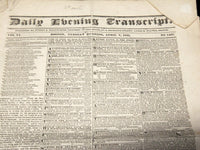 1835-1836 DAILY EVENING TRANSCRIPT NEWSPAPER LOT OF 2 - BOSTON - K 76