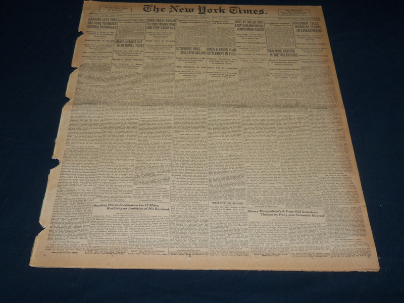 1923 JULY 3 NEW YORK TIMES NEWSPAPER - BOUT AT SHELBY OFF - NT 7736