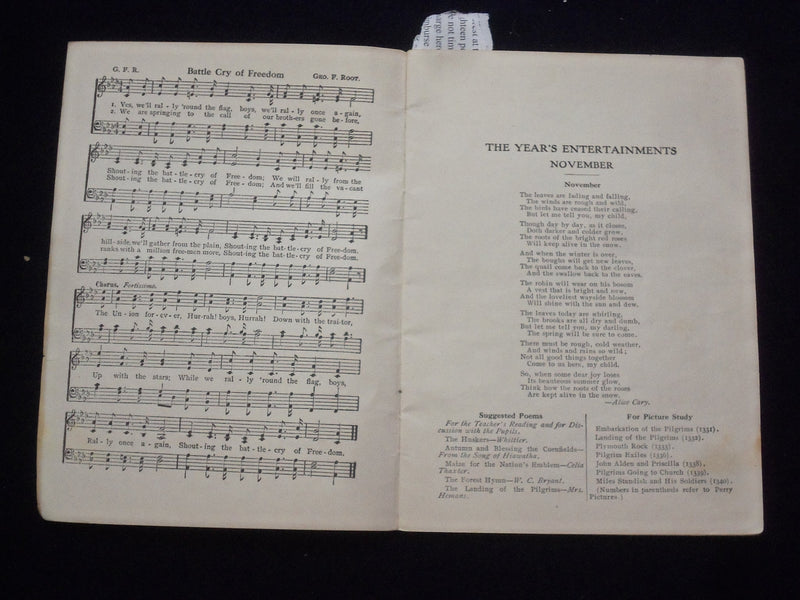 1909 NOV THE YEAR'S ENTERTAINMENTS FOR THE SCHOOL YEAR SOFTCOVER BOOK - J 9662