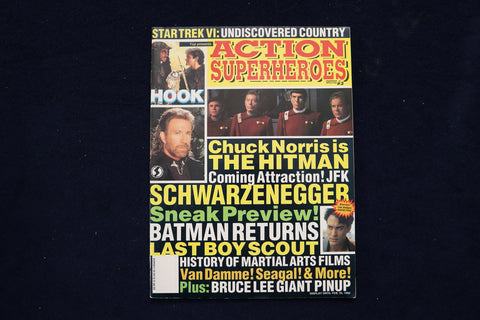 1991 ACTION SUPERHEROES MAGAZINE - CHUCK NORRIS - STAR TREK VI COVER - E 19299