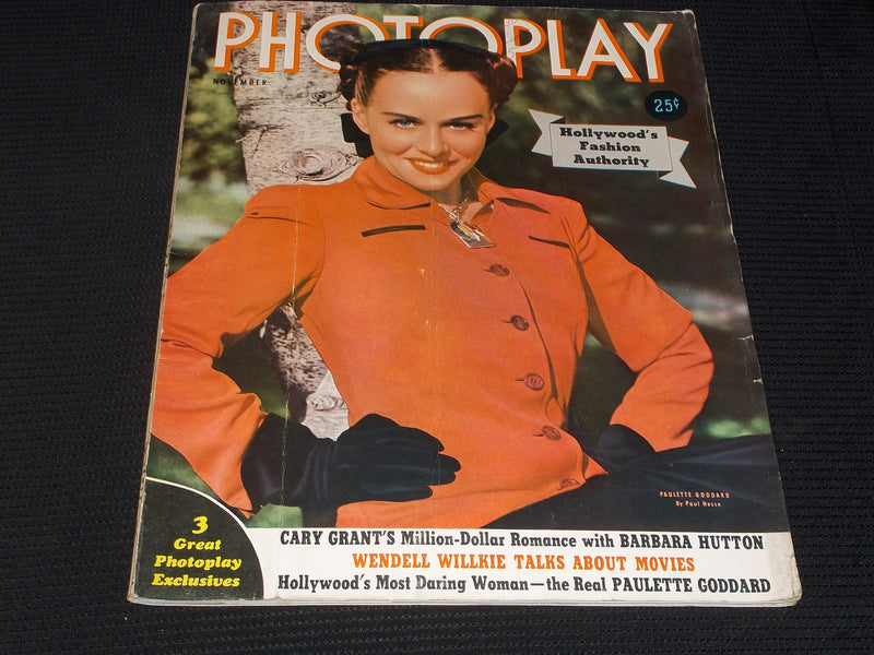 1940 NOVEMBER PHOTOPLAY MAGAZINE - PAULETTE GODDARD FRONT COVER - E 1255