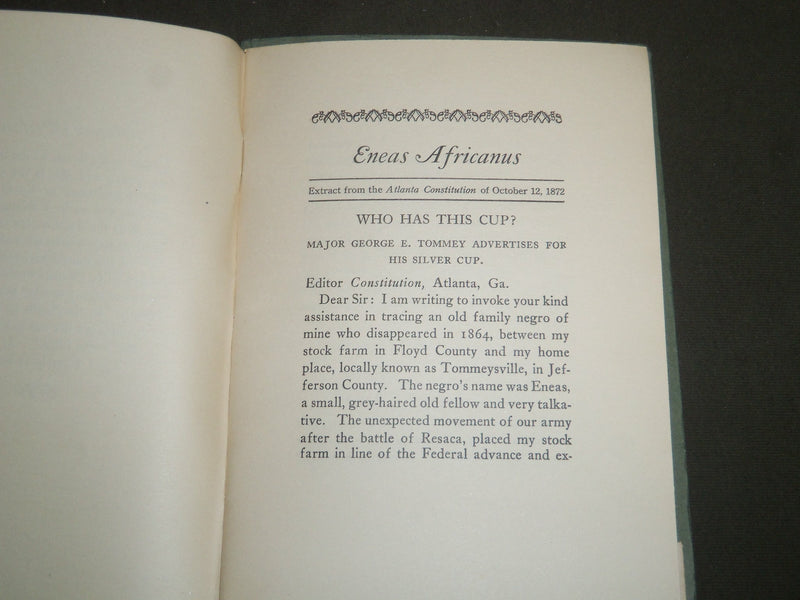 1922 ENEAS AFRICANUS BOOK BY HENRY STILLWELL EDWARDS - MACON GEORGIA - J 4685